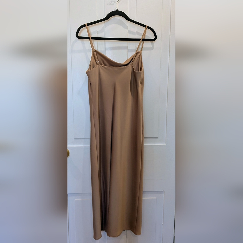 NWOT Banana Republic Tan Slip Satin Midi Dress | Xsmall - Picture 3 of 5